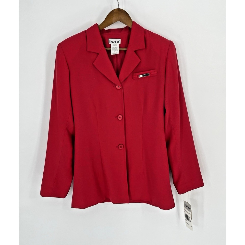 NOS Thats Me! Vintage Womens Sz 12 Blazer Jacket Red Long Sleeve  USA Belted